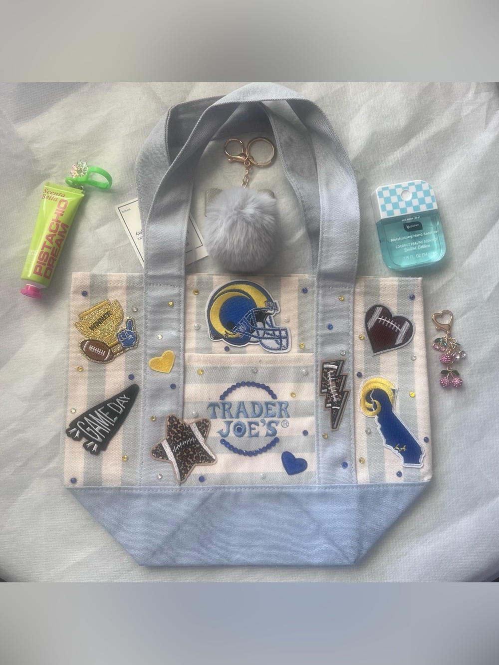 Trader Joe’s Striped Mini Blue Los Angeles Rams Game Day Tote